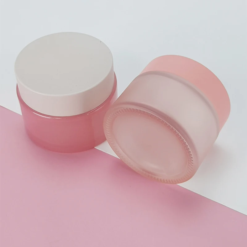 Custom frosted colored empty 20g 30g 50g 100g eco body care cosmetic glass cream jar for cosmetic packaging