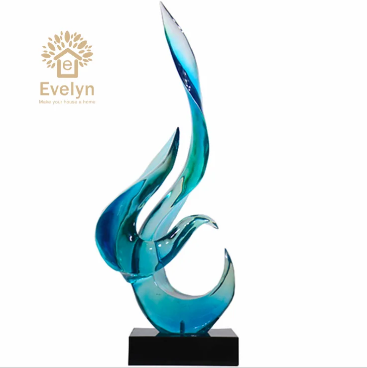 Factory supplier Decoration Light Blue Clear Resin Large Abstract Sculpture