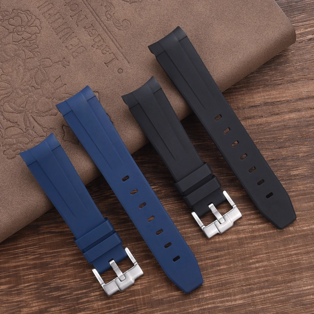 JUELONG Customizable Color Size Logo FKM Curved End Rubber Watch Strap 22mm 20mm Diving Watch Band Replacement