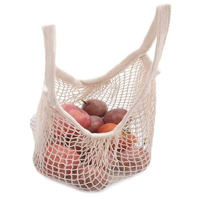 RTS Washable Net Bag Mesh Foldable Fruit Reusable Cotton Mesh Grocery Net Bag for Vegetables