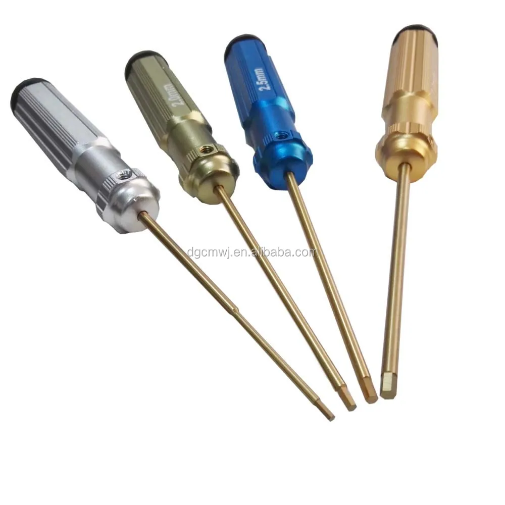 Pretty Rainbow Four-Color Hex Head RC Screwdriver Set Steel Handle with Natural Finish for Hobby Quadcopter Tools Kit