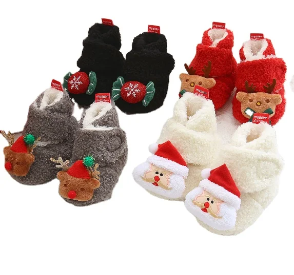 Christmas Santa lovely design soft sole winter baby shoes