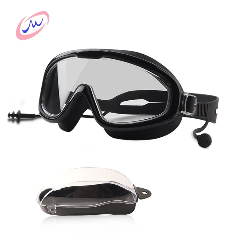 Custom Logo Swimming Glasses HD Waterproof Anti Fog Silicone Adult Kids Swimming Goggles With Earplugs