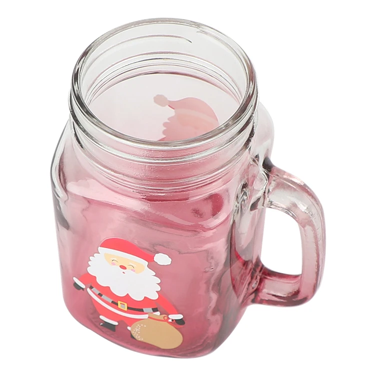 Welford 16 oz Old Fashioned Colorful Drinking Glass Mason Jar Mugs with Handle and Straws