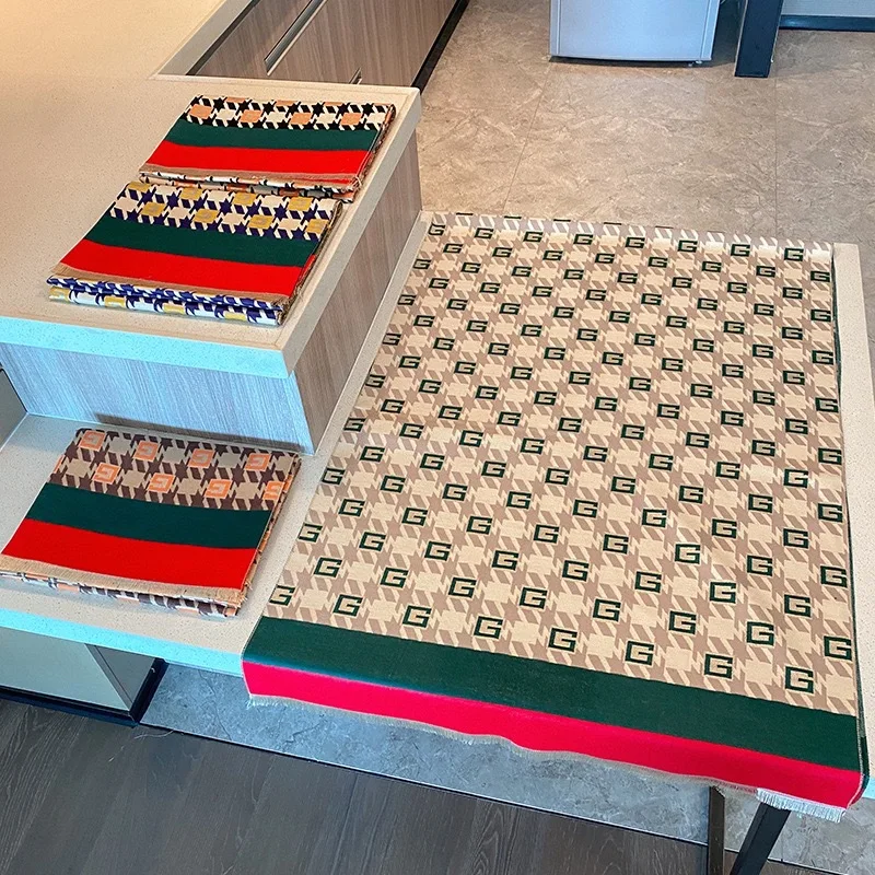 Hot selling winter pashmina scarf double-sided letter printing warm soft cashmere shawl