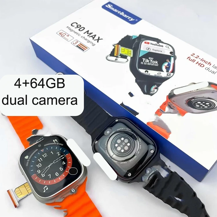 dual camera 4G SIM card phone call watch C90 MAX S9 ULTRA 2 watch WIFI GPS video Android PK DW88 DW89 4g ultra smart watch