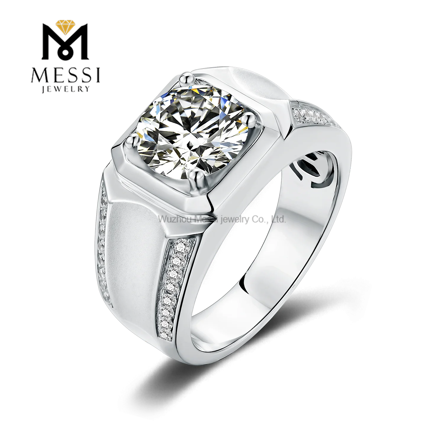 14K 18k white gold plated 925silver rings 9mm 3ct moissanite ring for man