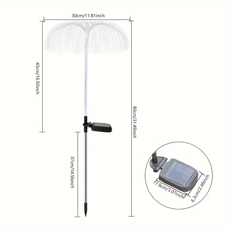 Solar Powered Jellyfish Lawn Lamp Outdoor Waterproof Fiber Optic Lights Landscape Lighting for Garden Courtyard Villa Decor