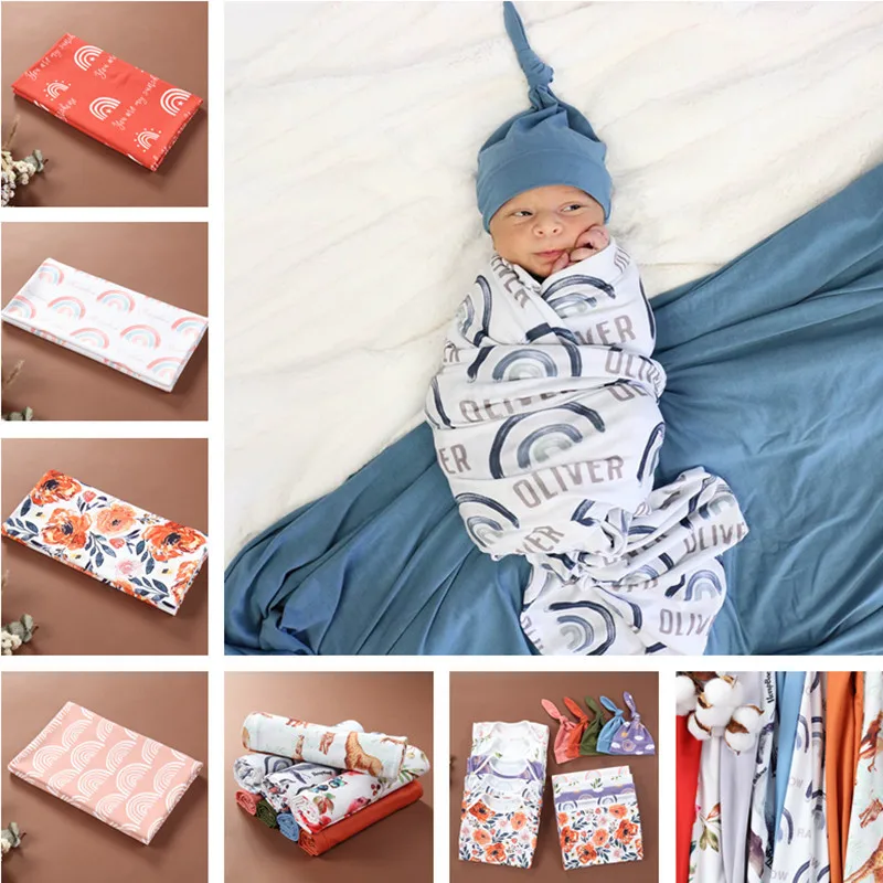manufacturer Organic Bamboo Swaddle Blanket and Hat Set Print Bamboo Muslin Swaddle Blankets Natural Eco Infant Swaddle Blankets