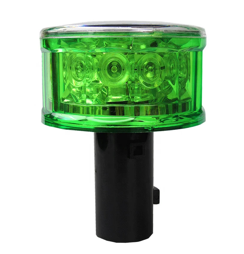 Wireless Round 12LED Road Traffic Light IP66 Flashing Green Solar Warning Light With Bracket