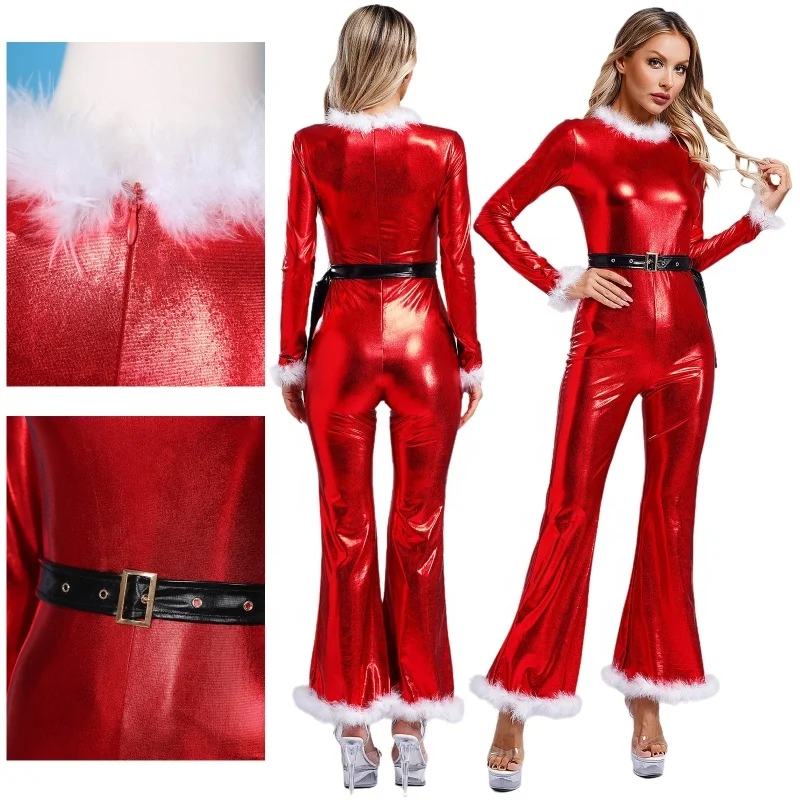 Custom Fashion One Piece Ladies Jumpsuit Mujer Woman Christmas Costumes Elegant Female Plus Size Party Rompers Women Jumpsuit