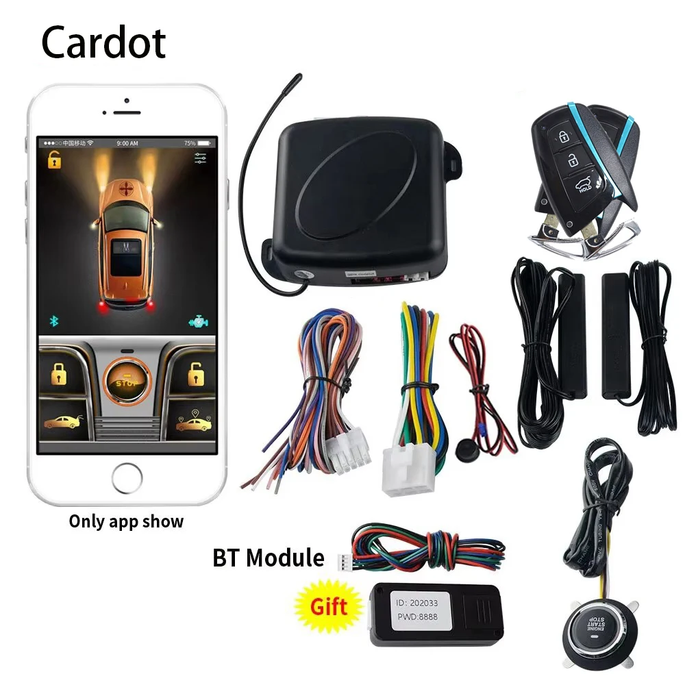 Система сигнализации Cardot Small Phone APP Control Pke Push Start с дистанционным запуском двигателя