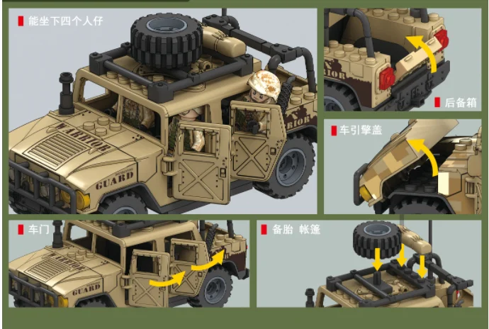 MOC Military Army Car Solider Vehicle Fighter Weapon Building Blocks Toy Bricks Adult Birthday Gifts For Kids