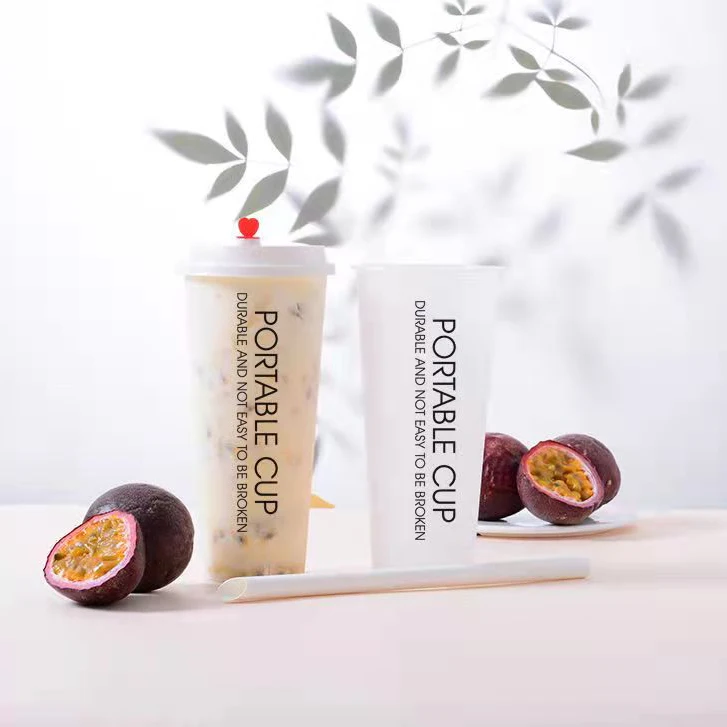 Printed Custom Logo Clear 16oz Pet Juice pp Disposable Milk Boba Bubble Tea Plastic Cups With Lids