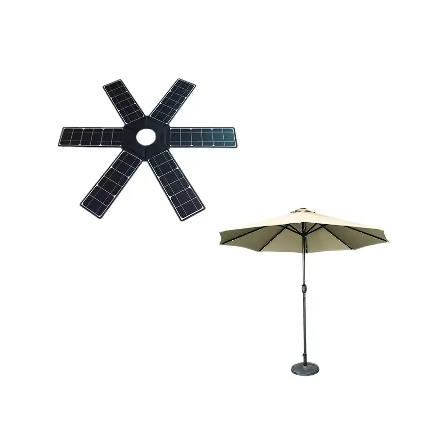 Beach Sunshade Umbrella with Foldable Solar Panels New Energy Solar Power Supply Folding Mobile Phone Charging Umbrella