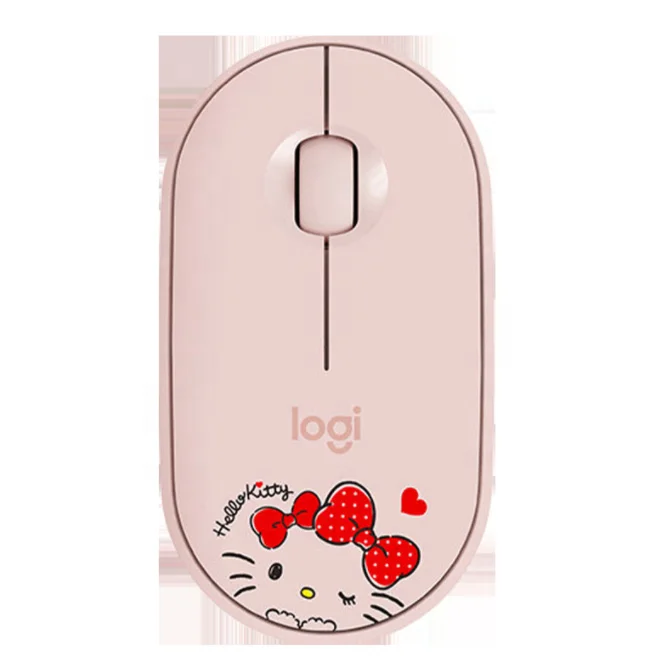 Беспроводная мышь Logitech Pebble Hello Kitty Cat M350 с USB, тонкая Бесшумная перезаряжаемая компьютерная мышь для ноутбука