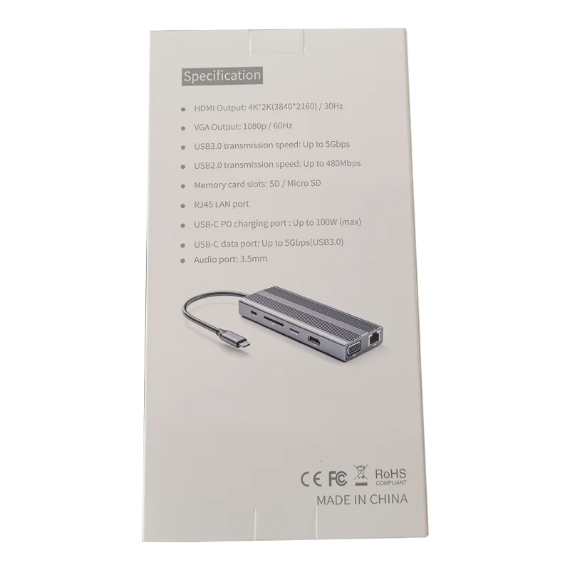 Universal Laptop 12 in 1 USB C Docking Station Multi Port Adapter VGA HDTV RJ45 HD-MI 1080P 60Hz Type-C Hub for Macbook