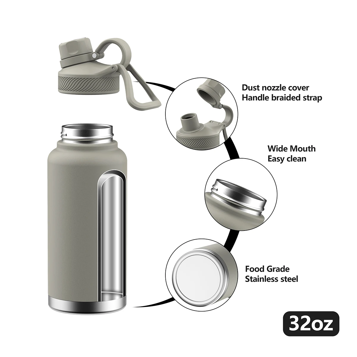 Vacuum Flask Double Walled Insulated Drinks Bottle Thermal Travel Stainless Steel Water Bottle Custom logo