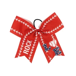 Huihuang Customize Grosgrain Ribbon Cheerleading Bows Elastic Hair Tie Bands for Teen Girl Softball Baseball Competition
