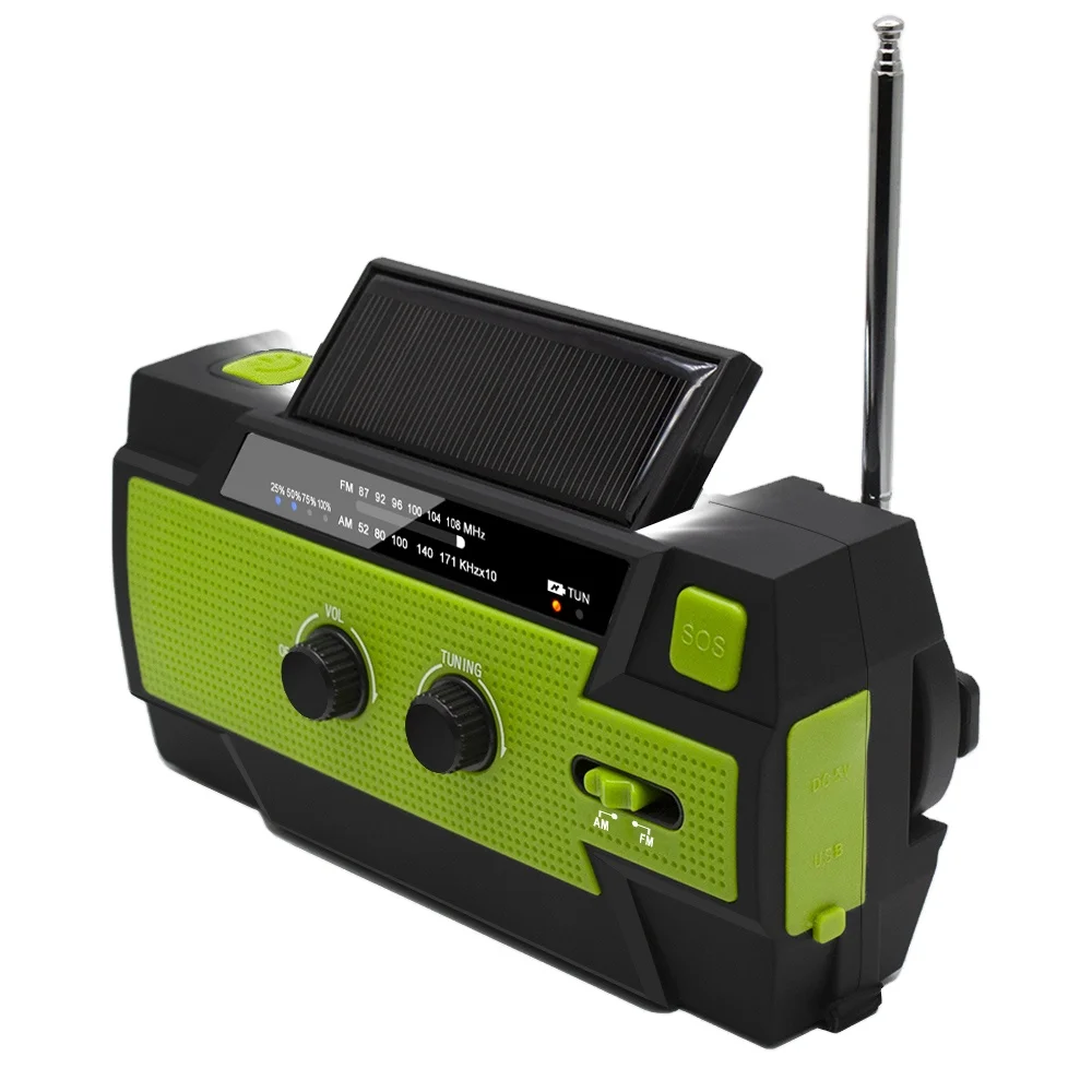 Emergency Radio 4000mAh Hand Crank Solar Weather Radio AM/FM Portable Radio with Flashlight&Reading Lamp