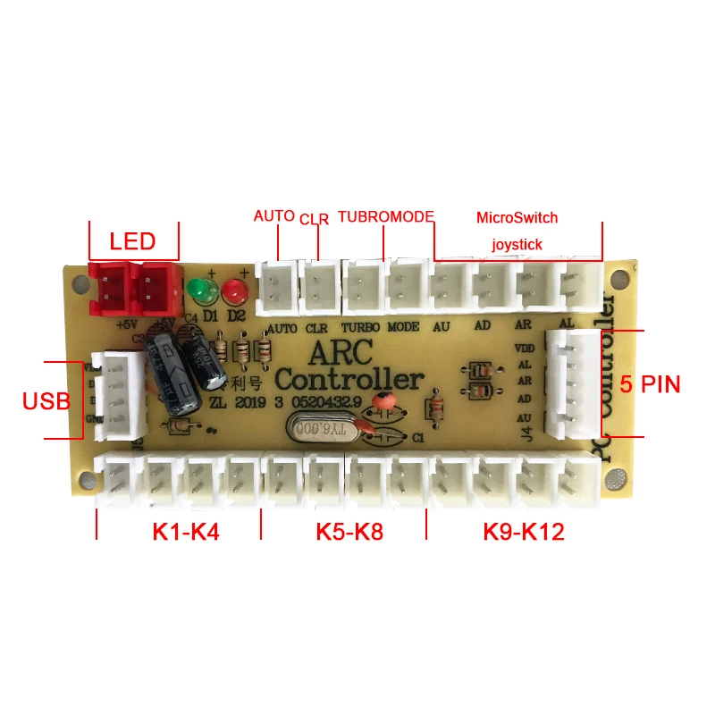 DIY аркадный чип с нулевой задержкой USB-кодер плата ПК к джойстику панель управления для MAME 2pin кнопки