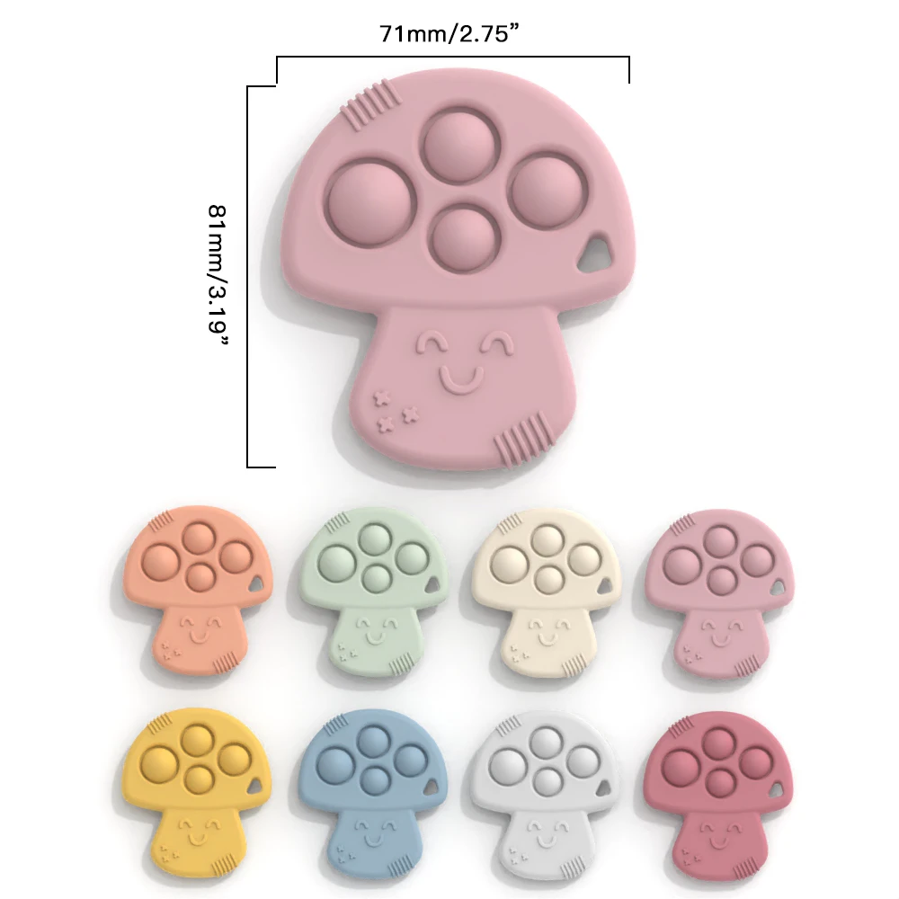 Custom Wholesale Manufacturer Silicone Lovely Kids Teething Toys Silicon Baby Pop Mushroom Teether Toys