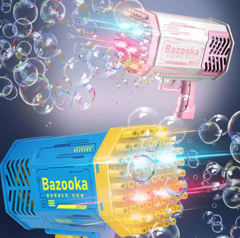 RZ Hot selling product Summer Outdoor Rocket Gatling Bubble Machine 88 Holes Super Multi-Bubble Automatic Bazooka Bubble Guns