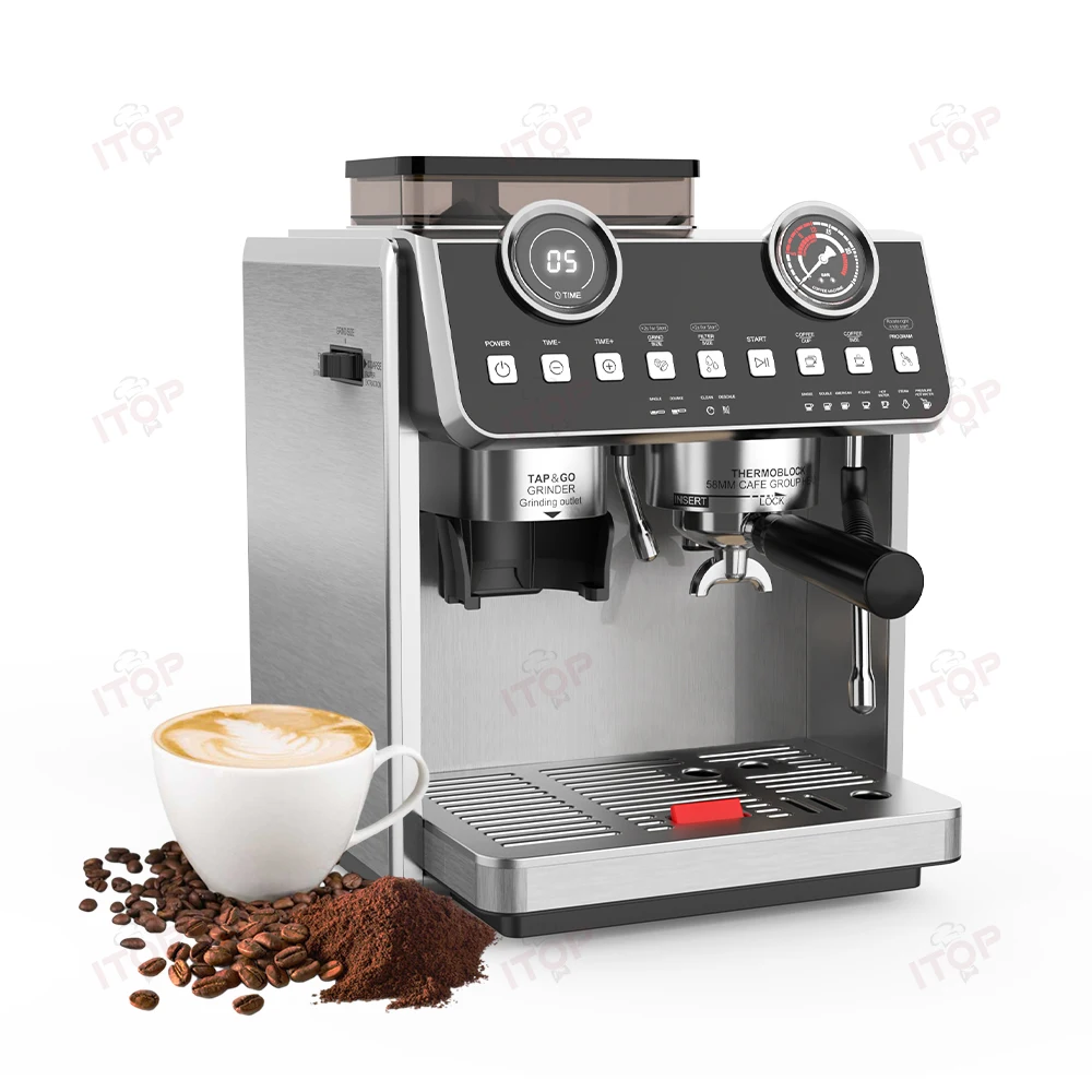 Dual Boiler Electric Coffee Machine Multi-functional Espresso With Bean Grinding Pressure For Home Hotel Use Outdoor-friendly