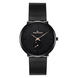 Fashion men minimalism watches shark mesh strap ultra thin man wrist watch