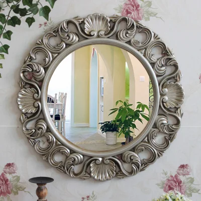 MDF Luxury Wooden Solid Frame European pastoral Vintage Carved Decor Shaped Design Room Decorative Shower Wall Mirror