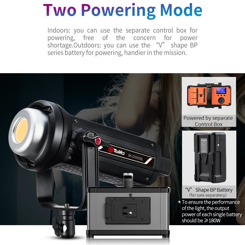 TOLIFO SK-D3500SL 350W High Power 5600K Daylight Continuous COB LED Studio Light With Bowens Mount VS 500W Video Light