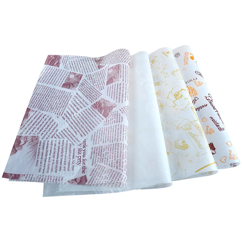 38gsm custom logo printed greaseproof oil greaseproof wax food wrapping paper