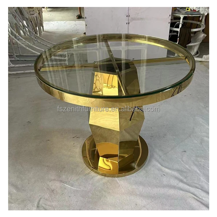 Customizable Transparent Glass Tables for Wedding and Party Metal Gold Luxury Wedding Cake Table
