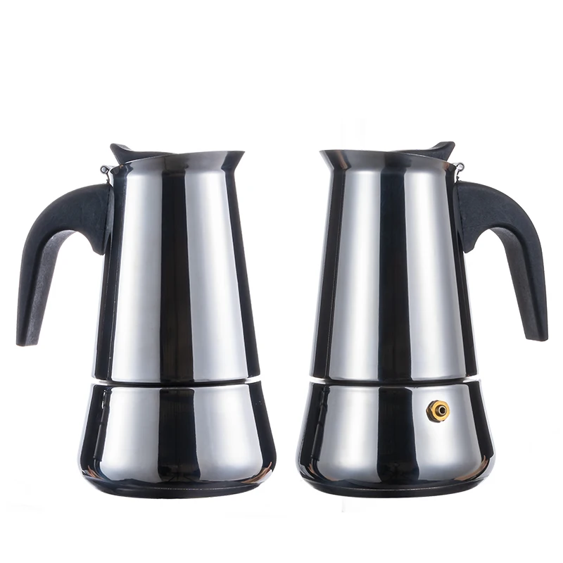 2022 Hot Silver Stainless Steel Portable 6-Cup Moka Pot Espresso Coffee Maker