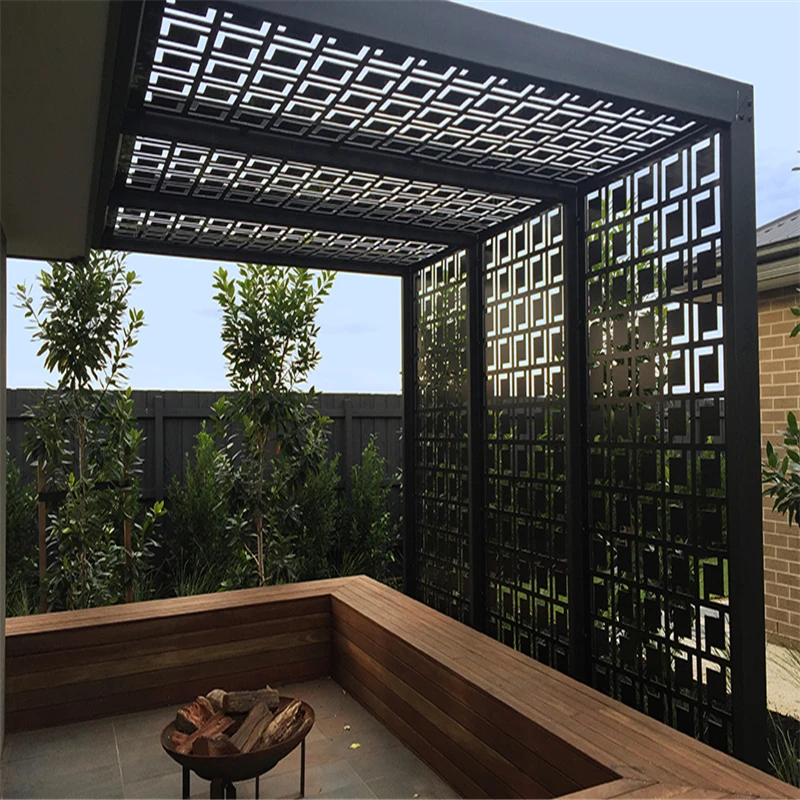 Custom Laser Cut Main Gate Design Aluminum Laser Cut Perforated Screen Fence Panel
