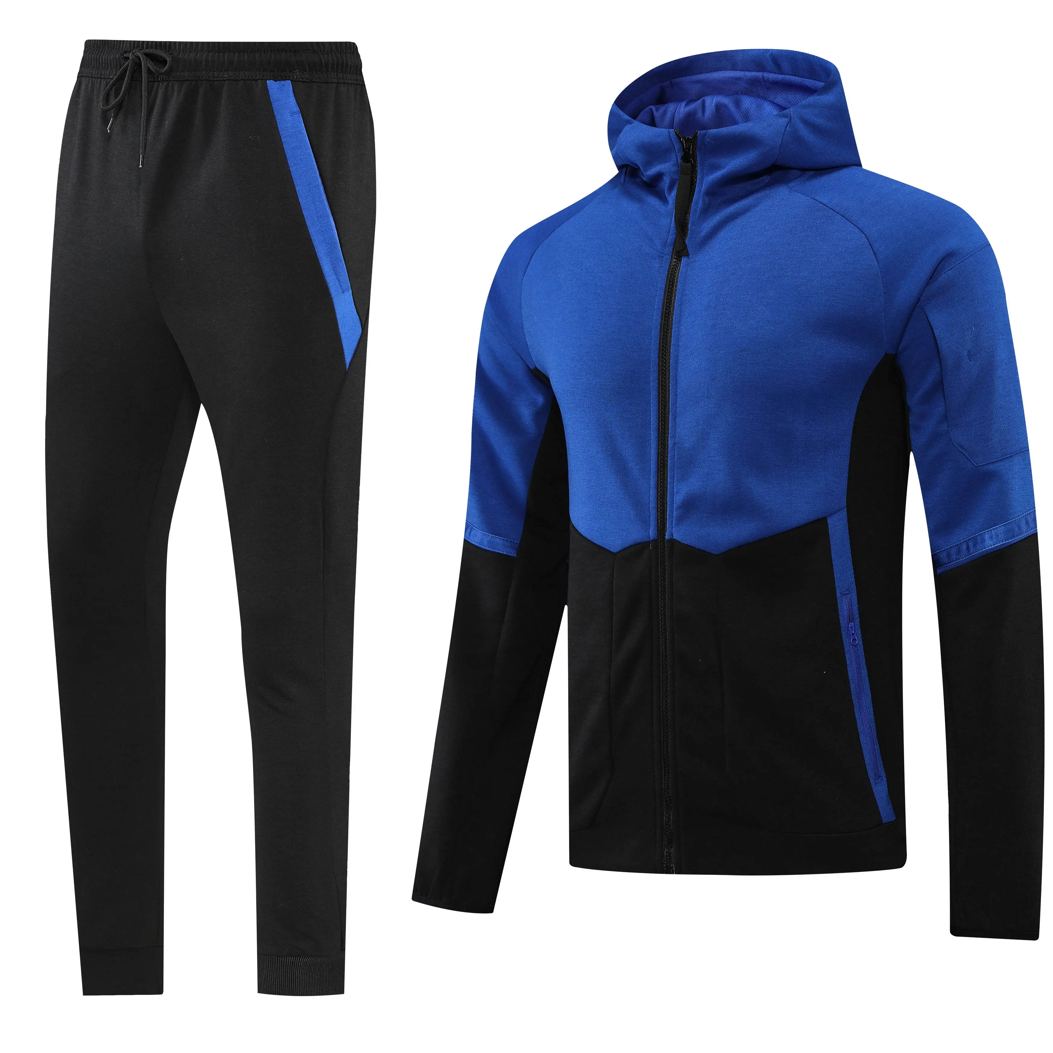 2022 wholesale sublimation comfortable man club team logo tech fleece zip soccer tracksuit jacket and pants