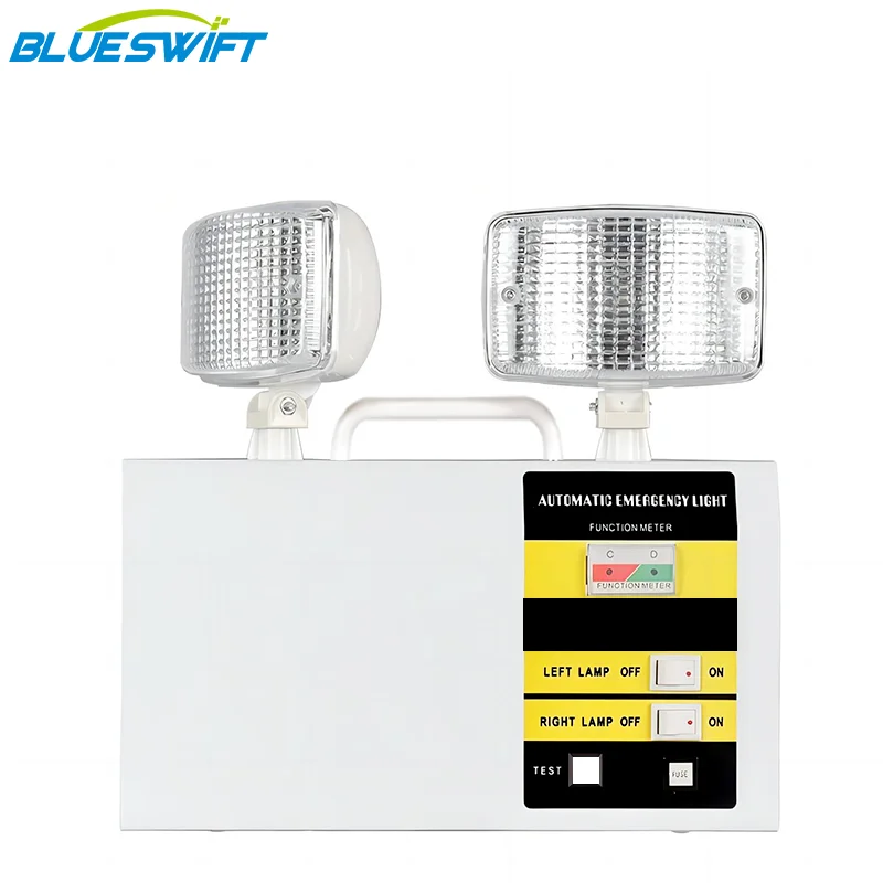 High quality automatic lighting fire alarm system exit sign rechargeable dual head led emergency light