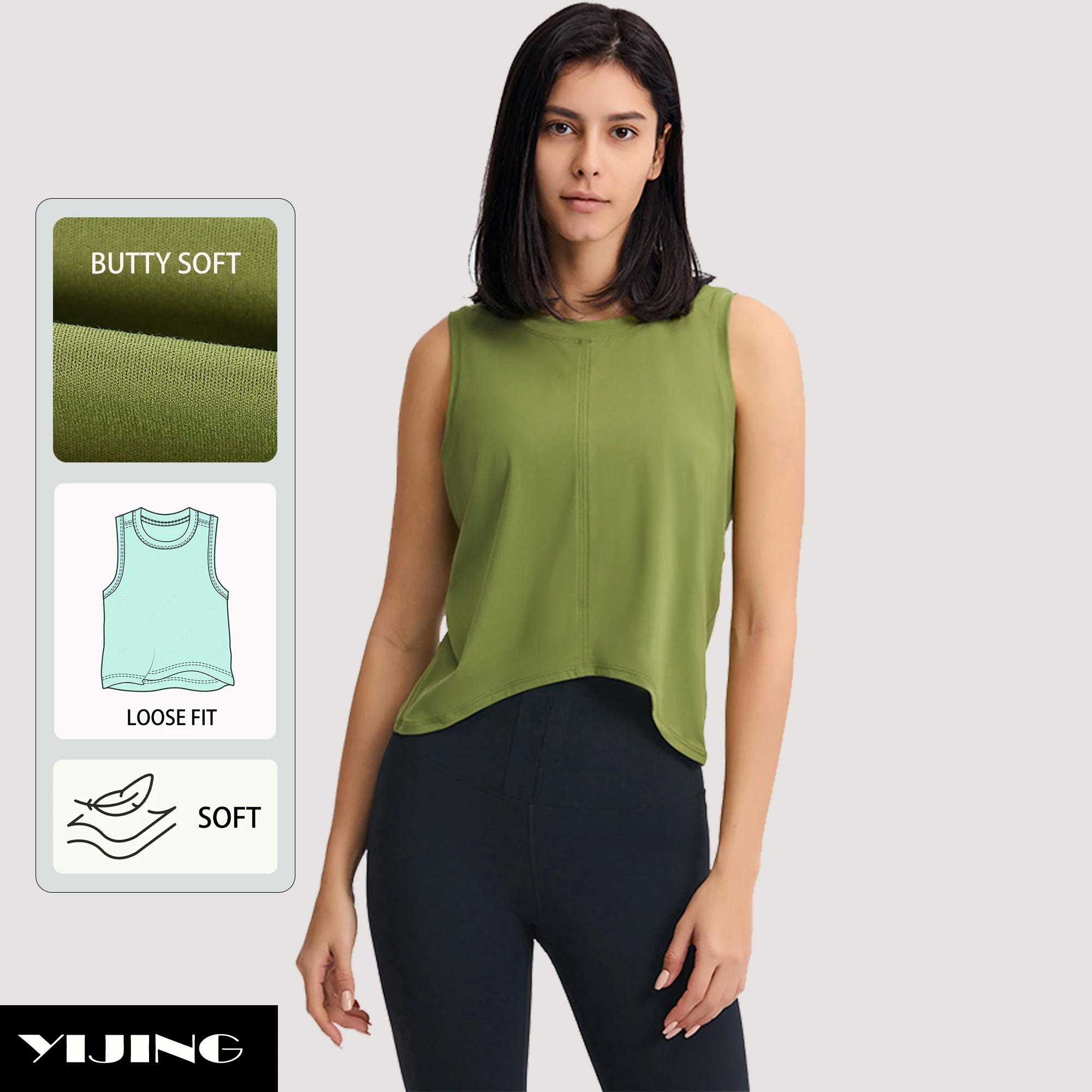 Summer Color Fashion Classic Fit Cropped Tank Top Performance Tank Top Gym Girls Clothes