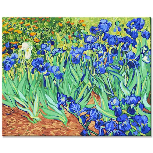 Wholesale Photo Custom  Painting by Numbers Van Gogh Iris Flowers Wall Art Gifts Paint by Numbers