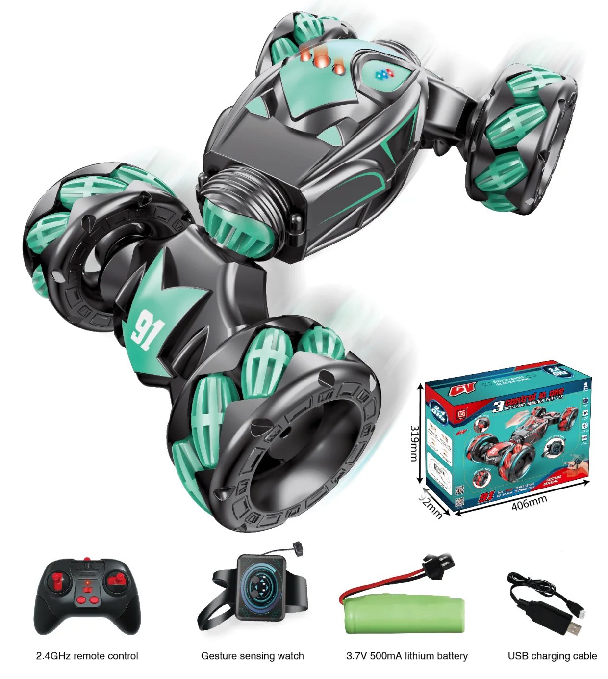 OEM High Speed Electric Cars Smart Sensor Hand Gesture Watch Control Sensing 3 in 1 Remote Control Toy RC Stunt Car