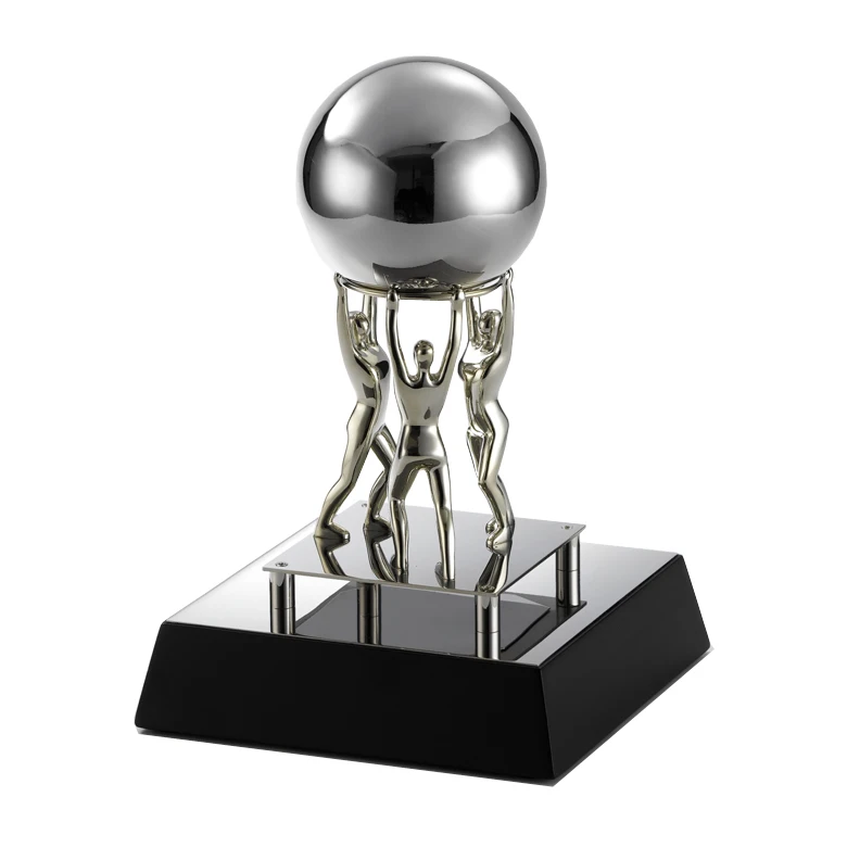 New Design Decorative World Map Crystal Metal Glass Globe Ball Award Trophy For Business Gift