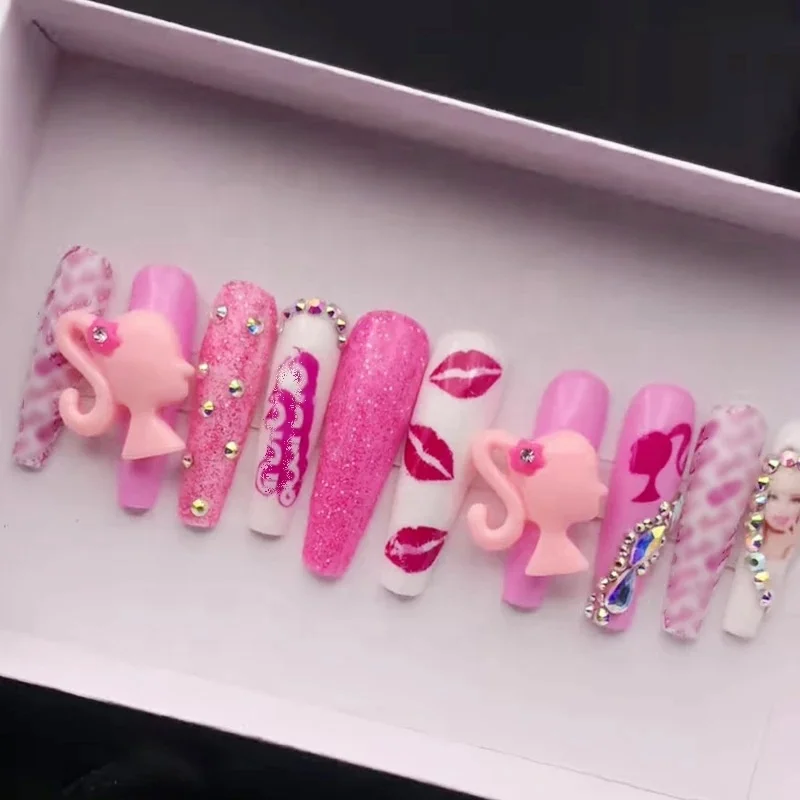 Kawaii Diamond Beauty Head 3D Nail Charms rhinestones Decoration Manicure  Resin For Nail Art charms