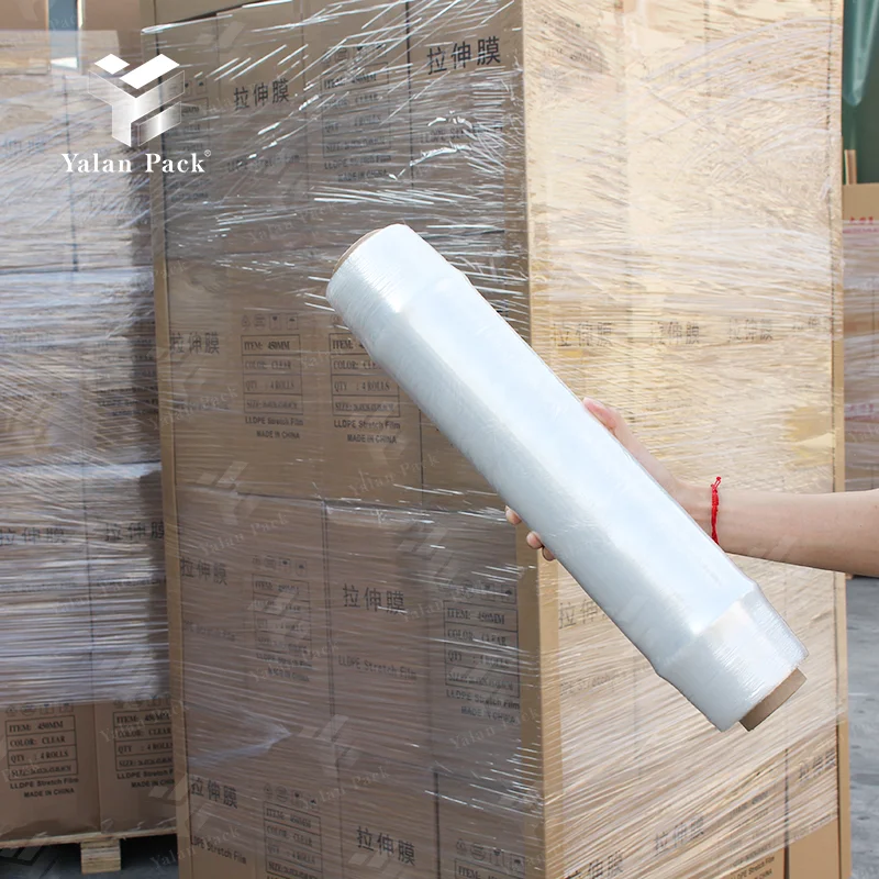 Pre Stretching Film Transparent LLDPE Stretch Film Hand Use Pallet Wrapping Stretch Film