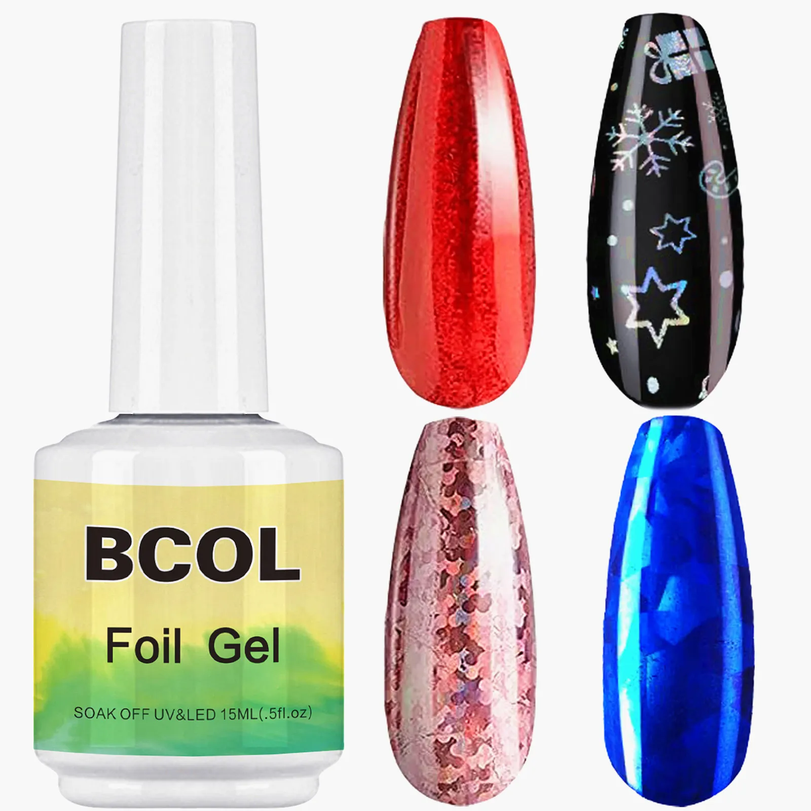 BCOL Pro OEM Nail Art Foil Glue Gel Transfer Stickers Strong Adhesion 15ML Nails Art Manicure DIY LED Lamp Required Soak Off