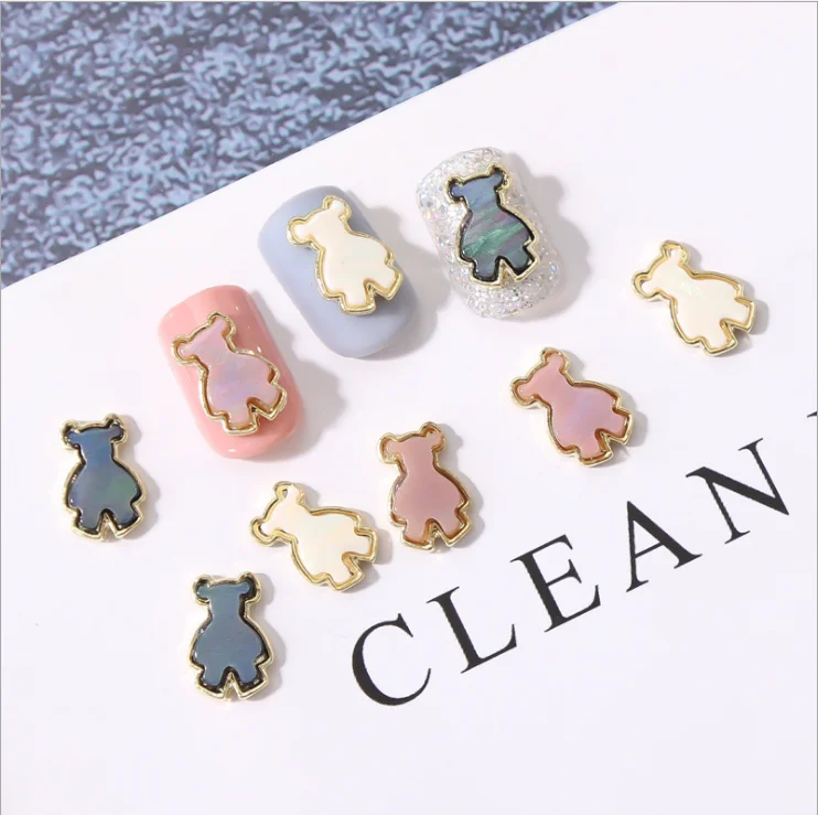 Wholesale 3 Color Japanese Fritia Bear Alloy Accessories For Littel Bear Nail Charms Art Diamonds Rhinestone