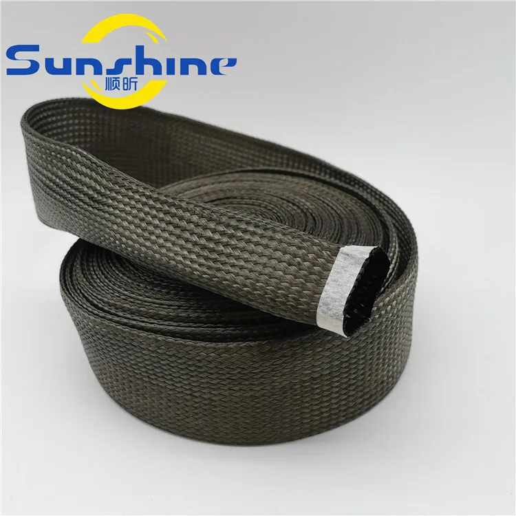 
high quality heat resistant carbon kevlar fiber braided sleeve for wire and cables 