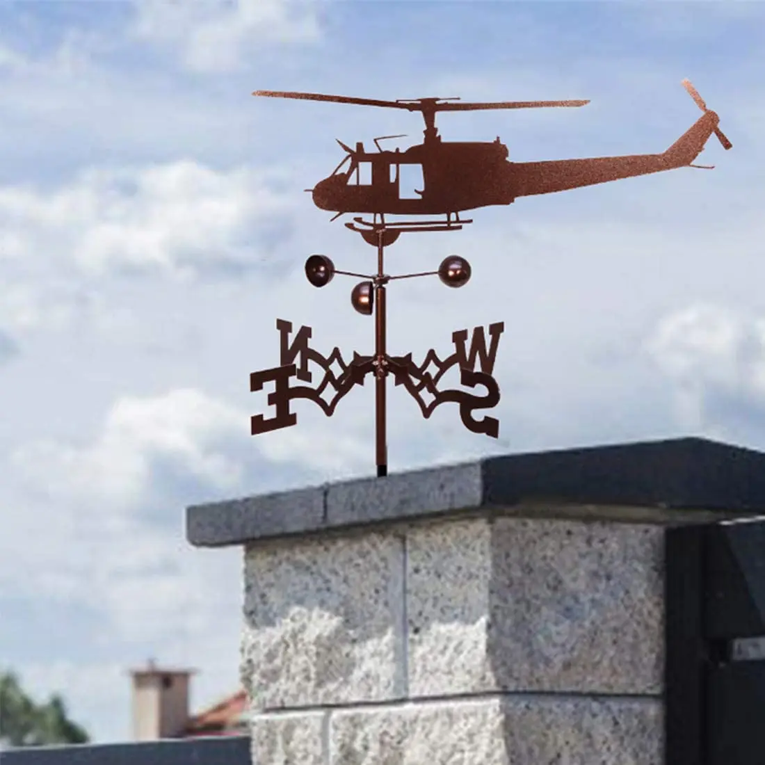 Zhongpin Top Rated New Arrival Bronze Helicopter Cast Iron Decorative Cock Weather Wind Vane Rooster Weather Vane Kit