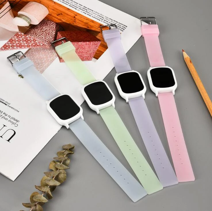 Square Plastic Custom Color Led Digital Touch Screen Waterproof Wrist Watch