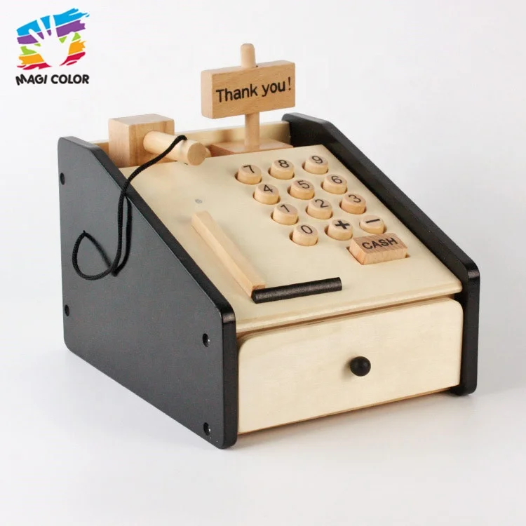 Ready To Ship kids wooden toy cash register for pretend play W10A066