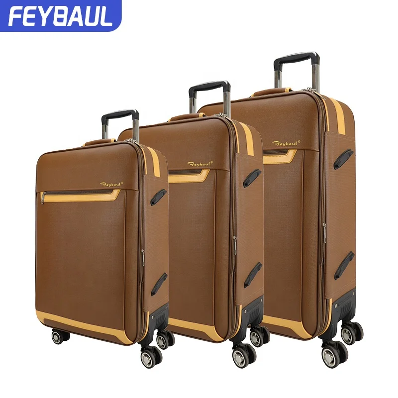 Hot selling 3pcs PU Leather suitcase set trolley bag luggage & travel bags
